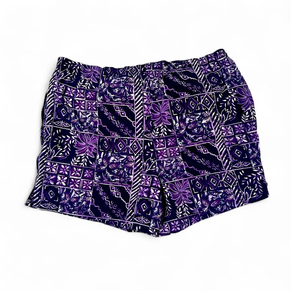 Champion Athletic Shorts Men's Purple Patterned Swim‎ Trunks Casual Activewear M